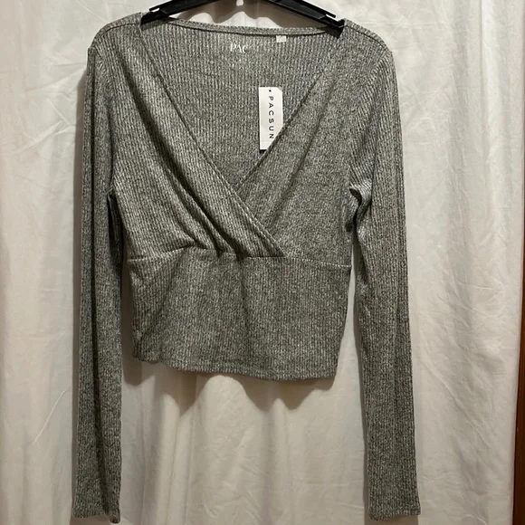 PacSun Sweaters Nwt Pacsun Gray Crop Sweater Vneck Poshmark